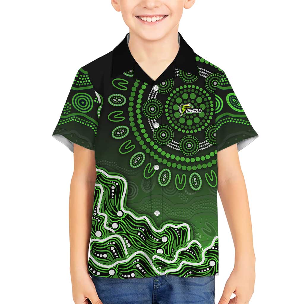 Sydney Thunder Cricket Mascot Hawaiian Shirt Aboriginal Dot Art Green And Black Tribal Pattern