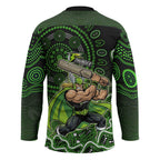 Sydney Thunder Cricket Mascot Hockey Jersey Aboriginal Dot Art Green And Black Tribal Pattern