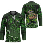 Sydney Thunder Cricket Mascot Hockey Jersey Aboriginal Dot Art Green And Black Tribal Pattern