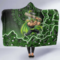 Sydney Thunder Cricket Mascot Hooded Blanket Aboriginal Dot Art Green And Black Tribal Pattern