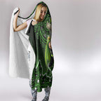 Sydney Thunder Cricket Mascot Hooded Blanket Aboriginal Dot Art Green And Black Tribal Pattern