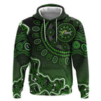 Sydney Thunder Cricket Mascot Hoodie Aboriginal Dot Art Green And Black Tribal Pattern