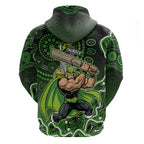 Sydney Thunder Cricket Mascot Hoodie Aboriginal Dot Art Green And Black Tribal Pattern
