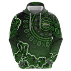Sydney Thunder Cricket Mascot Hoodie Aboriginal Dot Art Green And Black Tribal Pattern