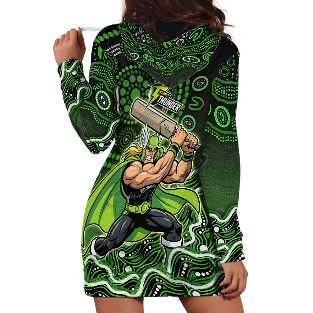 Sydney Thunder Cricket Mascot Hoodie Dress Aboriginal Dot Art Green And Black Tribal Pattern