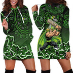 Sydney Thunder Cricket Mascot Hoodie Dress Aboriginal Dot Art Green And Black Tribal Pattern