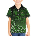 Sydney Thunder Cricket Mascot Kid Hawaiian Shirt Aboriginal Dot Art Green And Black Tribal Pattern