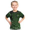 Sydney Thunder Cricket Mascot Kid T Shirt Aboriginal Dot Art Green And Black Tribal Pattern