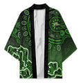 Sydney Thunder Cricket Mascot Kimono Aboriginal Dot Art Green And Black Tribal Pattern