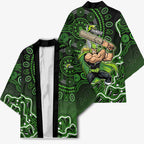 Sydney Thunder Cricket Mascot Kimono Aboriginal Dot Art Green And Black Tribal Pattern