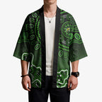 Sydney Thunder Cricket Mascot Kimono Aboriginal Dot Art Green And Black Tribal Pattern