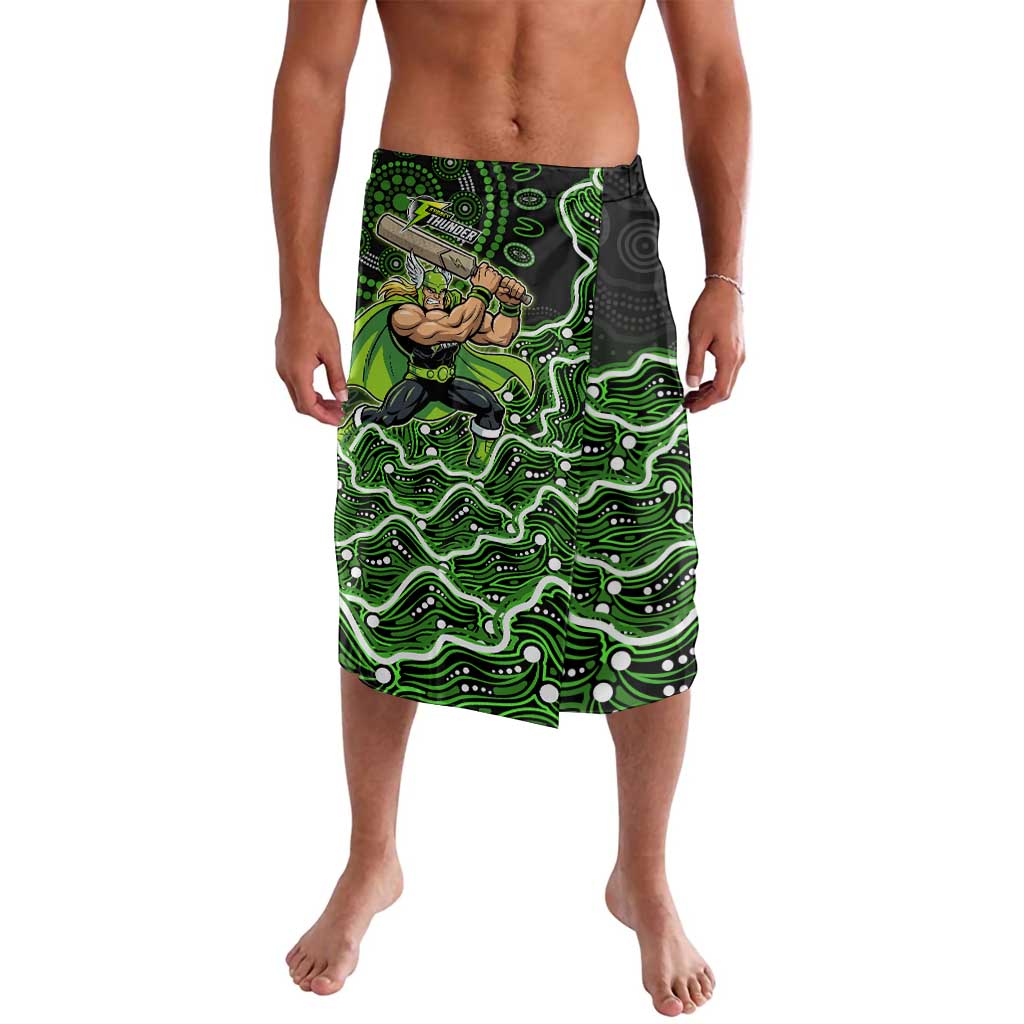 Sydney Thunder Cricket Mascot Lavalava Aboriginal Dot Art Green And Black Tribal Pattern
