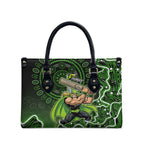 Sydney Thunder Cricket Mascot Leather Bag Aboriginal Dot Art Green And Black Tribal Pattern
