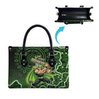 Sydney Thunder Cricket Mascot Leather Bag Aboriginal Dot Art Green And Black Tribal Pattern