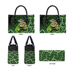 Sydney Thunder Cricket Mascot Leather Bag Aboriginal Dot Art Green And Black Tribal Pattern