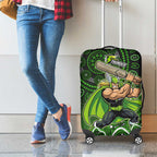Sydney Thunder Cricket Mascot Luggage Cover Aboriginal Dot Art Green And Black Tribal Pattern