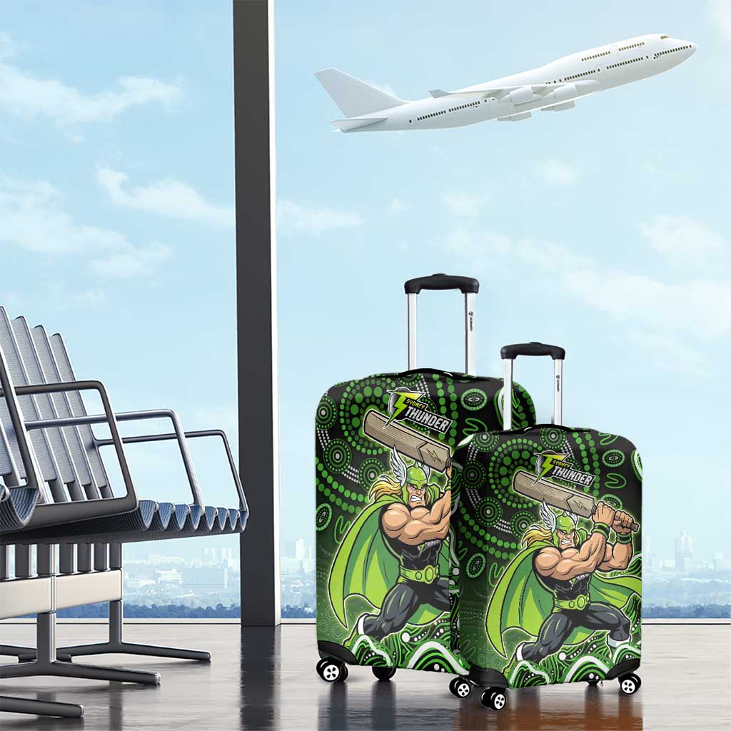 Sydney Thunder Cricket Mascot Luggage Cover Aboriginal Dot Art Green And Black Tribal Pattern