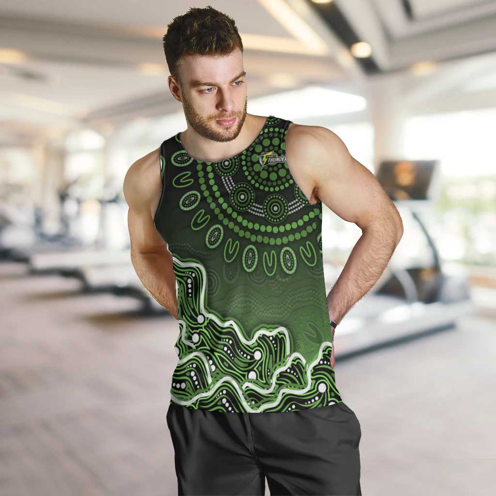 Sydney Thunder Cricket Mascot Men Tank Top Aboriginal Dot Art Green And Black Tribal Pattern