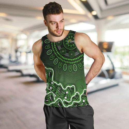 Sydney Thunder Cricket Mascot Men Tank Top Aboriginal Dot Art Green And Black Tribal Pattern
