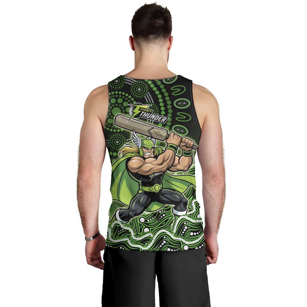 Sydney Thunder Cricket Mascot Men Tank Top Aboriginal Dot Art Green And Black Tribal Pattern