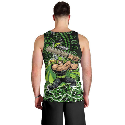 Sydney Thunder Cricket Mascot Men Tank Top Aboriginal Dot Art Green And Black Tribal Pattern
