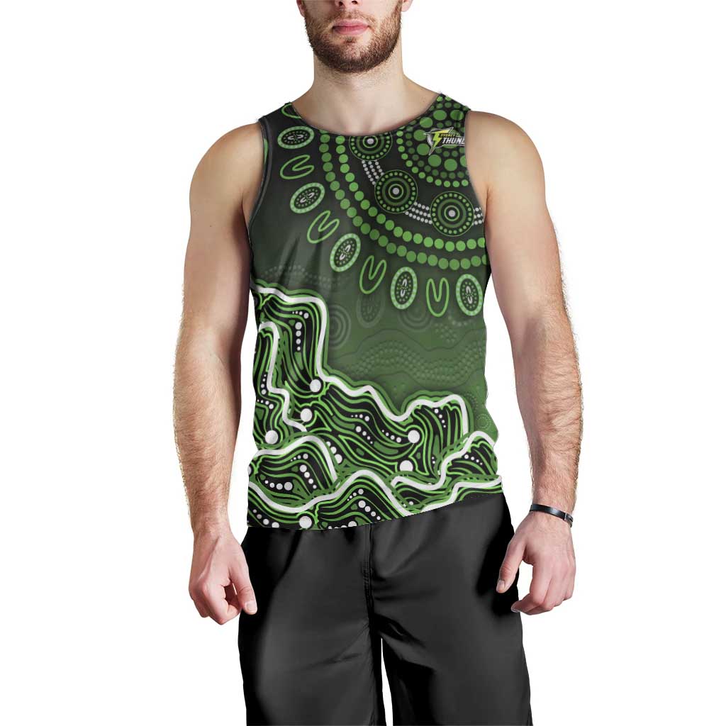 Sydney Thunder Cricket Mascot Men Tank Top Aboriginal Dot Art Green And Black Tribal Pattern