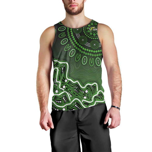 Sydney Thunder Cricket Mascot Men Tank Top Aboriginal Dot Art Green And Black Tribal Pattern