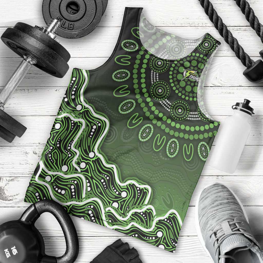 Sydney Thunder Cricket Mascot Men Tank Top Aboriginal Dot Art Green And Black Tribal Pattern