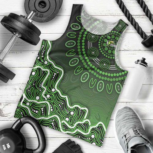 Sydney Thunder Cricket Mascot Men Tank Top Aboriginal Dot Art Green And Black Tribal Pattern