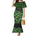 Sydney Thunder Cricket Mascot Mermaid Dress Aboriginal Dot Art Green And Black Tribal Pattern