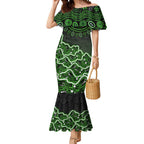Sydney Thunder Cricket Mascot Mermaid Dress Aboriginal Dot Art Green And Black Tribal Pattern