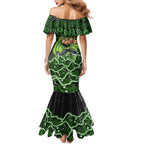 Sydney Thunder Cricket Mascot Mermaid Dress Aboriginal Dot Art Green And Black Tribal Pattern