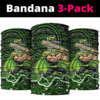 Sydney Thunder Cricket Mascot Neck Gaiter Aboriginal Dot Art Green And Black Tribal Pattern