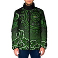 Sydney Thunder Cricket Mascot Padded Jacket Aboriginal Dot Art Green And Black Tribal Pattern