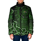 Sydney Thunder Cricket Mascot Padded Jacket Aboriginal Dot Art Green And Black Tribal Pattern