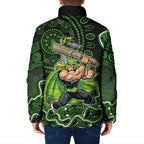Sydney Thunder Cricket Mascot Padded Jacket Aboriginal Dot Art Green And Black Tribal Pattern