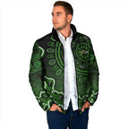 Sydney Thunder Cricket Mascot Padded Jacket Aboriginal Dot Art Green And Black Tribal Pattern