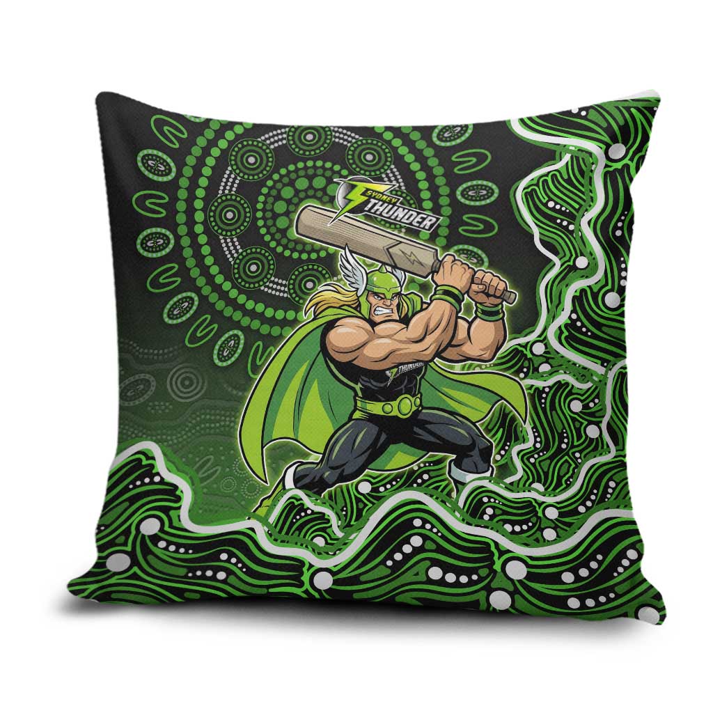 Sydney Thunder Cricket Mascot Pillow Cover Aboriginal Dot Art Green And Black Tribal Pattern