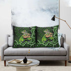 Sydney Thunder Cricket Mascot Pillow Cover Aboriginal Dot Art Green And Black Tribal Pattern