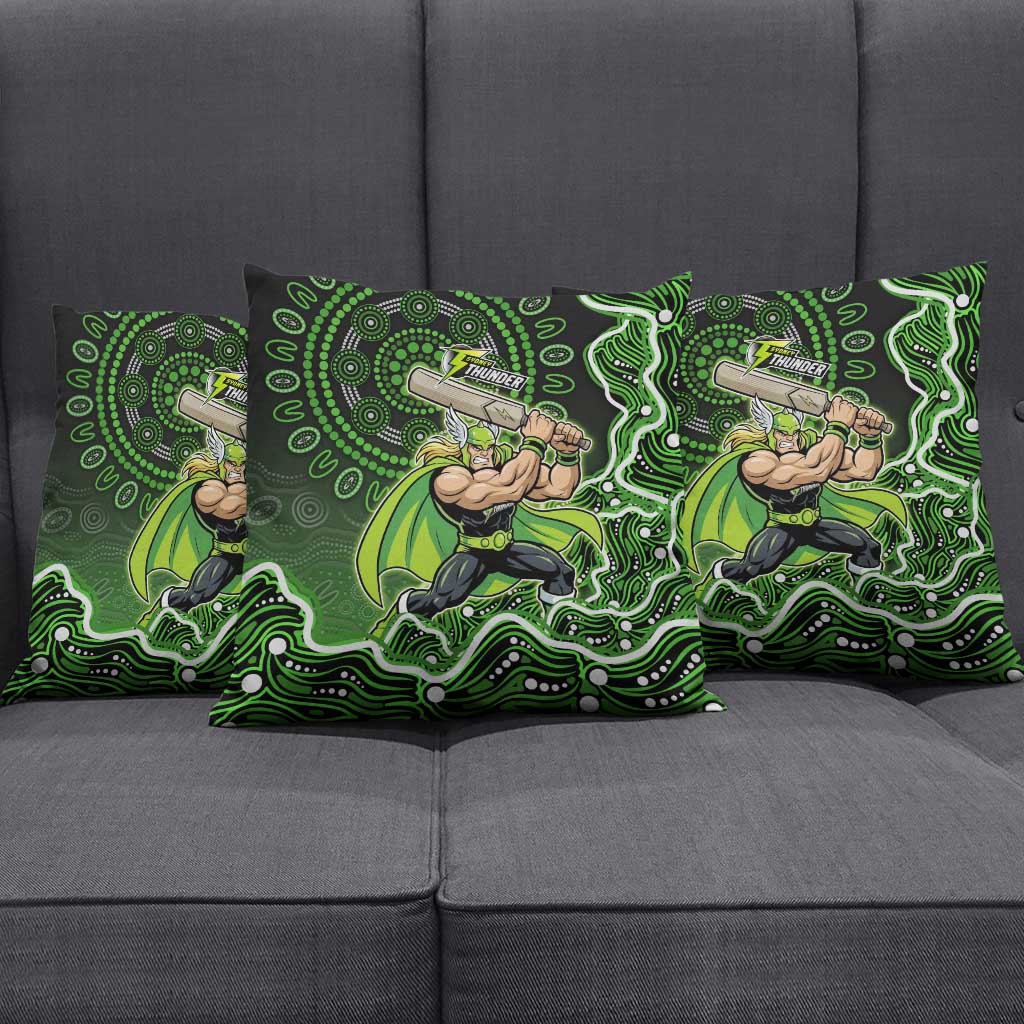 Sydney Thunder Cricket Mascot Pillow Cover Aboriginal Dot Art Green And Black Tribal Pattern