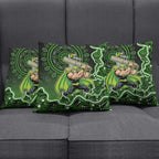 Sydney Thunder Cricket Mascot Pillow Cover Aboriginal Dot Art Green And Black Tribal Pattern