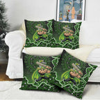 Sydney Thunder Cricket Mascot Pillow Cover Aboriginal Dot Art Green And Black Tribal Pattern