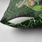 Sydney Thunder Cricket Mascot Pillow Cover Aboriginal Dot Art Green And Black Tribal Pattern