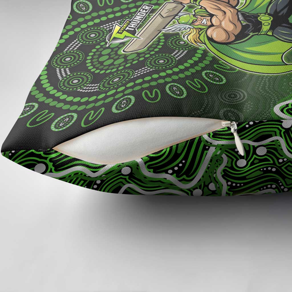 Sydney Thunder Cricket Mascot Pillow Cover Aboriginal Dot Art Green And Black Tribal Pattern
