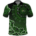 Sydney Thunder Cricket Mascot Polo Shirt Aboriginal Dot Art Green And Black Tribal Pattern