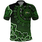 Sydney Thunder Cricket Mascot Polo Shirt Aboriginal Dot Art Green And Black Tribal Pattern