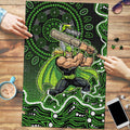 Sydney Thunder Cricket Mascot Puzzle Aboriginal Dot Art Green And Black Tribal Pattern