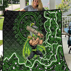Sydney Thunder Cricket Mascot Quilt Aboriginal Dot Art Green And Black Tribal Pattern