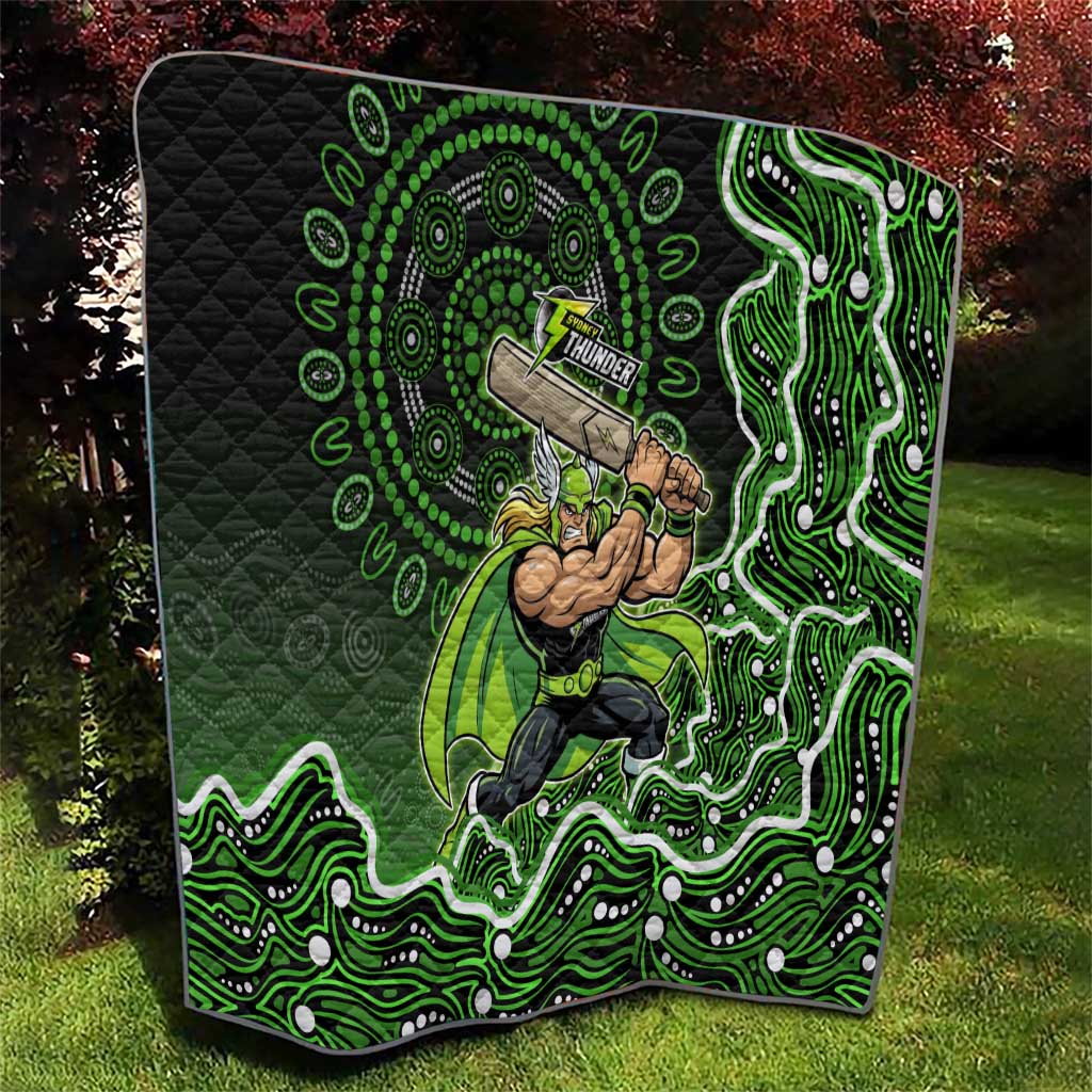 Sydney Thunder Cricket Mascot Quilt Aboriginal Dot Art Green And Black Tribal Pattern