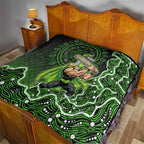 Sydney Thunder Cricket Mascot Quilt Aboriginal Dot Art Green And Black Tribal Pattern